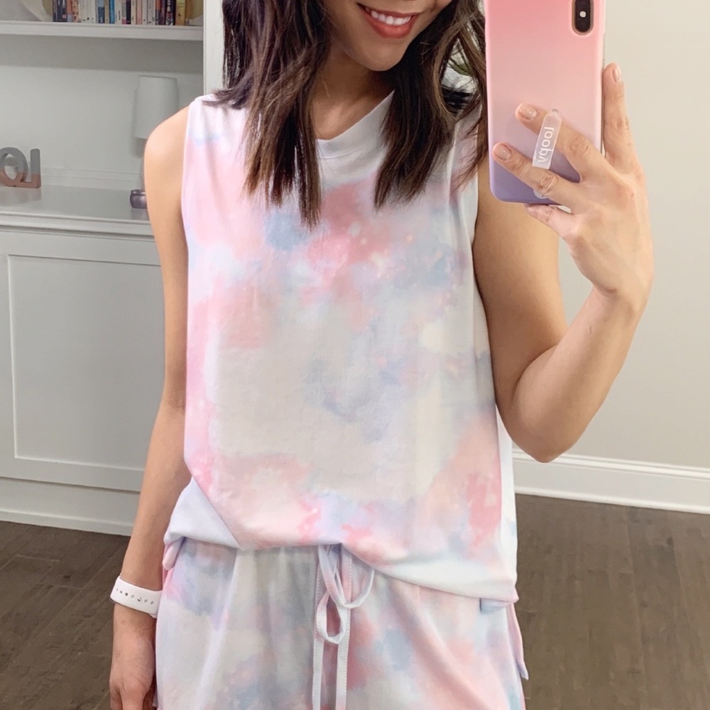 Alexis Tie Dye Lounge Top in Pink + Blue - Picture 3 of 9